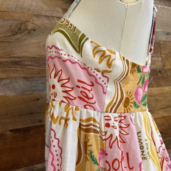 Paper Heart Dolce Vita multi colored linen blend spaghetti strap tiered dress SM - Picture 6 of 12